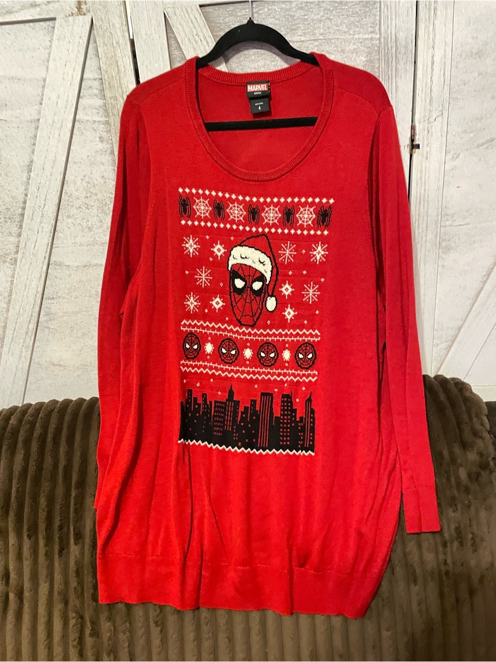 Marvel Women’s Red Spider-Man Holiday Pullover